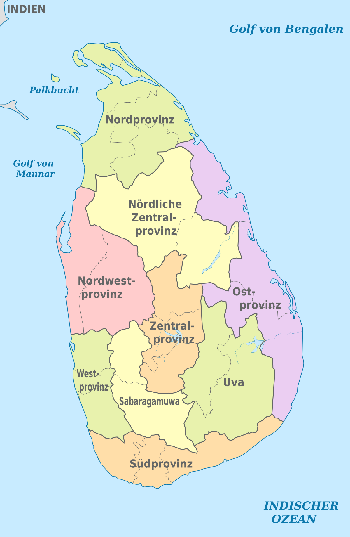 Mapa de regiones de Sri Lanka